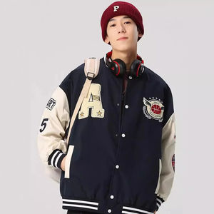 2025 calidad superior Unisex logotipo personalizado Letterman Varsity chaqueta con cuello alto hombres y mujeres chaqueta personalizada al por mayor - Product Image 3