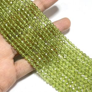 Venta al por mayor ASP GEMS, cuentas facetadas de peridoto de 4mm, soporte de esfera de piedras preciosas Verdes Naturales, agujeros de taladro, hebra de 12 pulgadas para joyería - Product Image 2