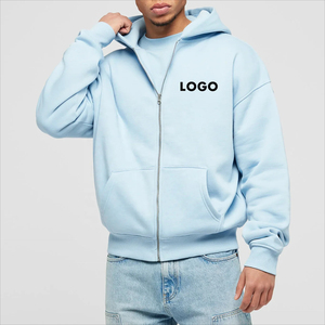 Custom Thick Cotton Men Zipper Hoodie cotton blended Boxy Blank Zip Hoodie Manufacturers Oversized Plain Zip up Hoodie - Product Image 5