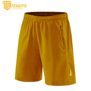 Te New 2025 Summer Trend Men's Gym Sports Shorts Outdoor Running Fitness Breathable Double <b>Layer</b> Solid Plain Dyed - Product Image 2