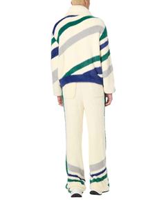 Custom Logo Front Breathable Winter Knit Long Sleeve Furry Striped <b>Zip</b>-up Mohair <b>Cardigan</b> Sweater Turn-down Collar High Quality - Product Image 2