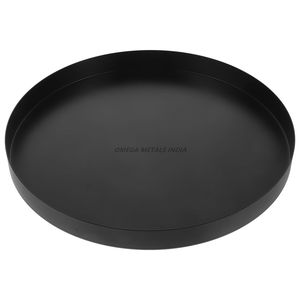Plateau de service rond noir le plus vendu avec un design minimaliste et une finition lisse, idéal pour la décoration intérieure moderne et les divertissements - Product Image 1