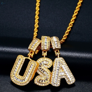 Collar con Colgante de Letra del Alfabeto Personalizado con Diamantes Cultivados en Laboratorio, Collar con Inicial de Hip Hop, Venta al por Mayor OEM - Product Image 5
