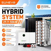 Kit complet de système solaire hybride 30kW 40kW 50kW avec onduleur MPPT triphasé Growatt pour une utilisation commerciale à grande échelle dans les usines