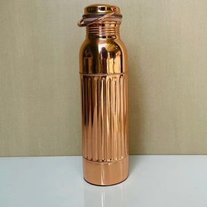 Botella de agua de cobre puro en relieve esmaltado con tapa y asa para el hogar y la Oficina, botella de agua promocional beneficiosa para una vida saludable - Product Image 2