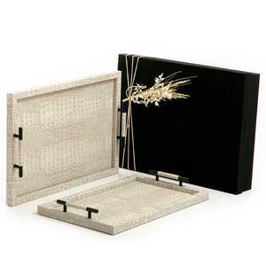 Antique Kitchen <b>Gadgets</b> Wooden Food Decorative Carrying Flatware Tray Most Expensive Golden Leather Food Breakfast Serving Tray - Product Image 4