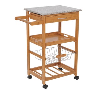 KIBamboo KIB007 Modern Design <b>Oak</b> Mobile Kitchen Shelf with Wheels Measures 37x50x78cm - Product Image 1