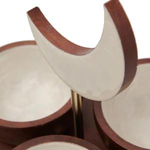 Plateau de service en bois fini noyer aspect luxe avec ensemble de trois bols plateau avec base en bois pour dattes noix fruits service - Product Image 2