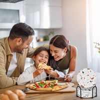 6 sous-verres en céramique Terrazzo avec support sous-verres absorbants pour boissons Base ronde en liège en grès moderne
