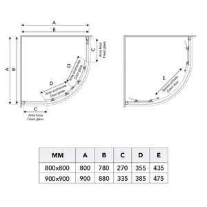 Mampara de Ducha Corredera Redonda de 90x90 H195 con Vidrio Templado Transparente de 6mm, Fácil de Limpiar, con Perfiles Planos, Modelo Ferrara - Product Image 3