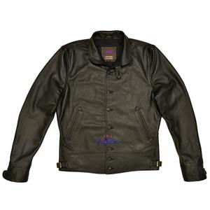 Veste cosaque vintage pour hommes des années 1930 noir en cuir véritable rétro classique manteau vêtements d'extérieur décontractés en gros - Product Image 1