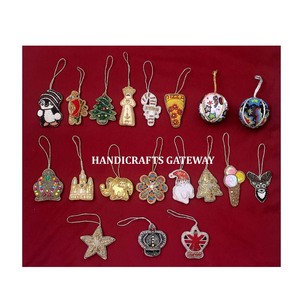 <b>Top</b> Export Quality Zari Embroidery <b>Christmas</b> Hanging Ornaments Customize Shape Fine Finishing Product For <b>Christmas</b> Festival - Product Image 1