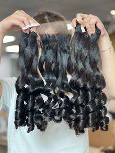 Vente en gros Funmi Super Doublement Dessiné Printemps Boucles Remy Cheveux Trame de Haute Qualité Cheveux Humains pour les Soins de Beauté - Product Image 3