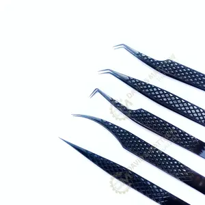 ที่คีบขนตาสแตนเลสสีดำปลายแหลมไฟเบอร์เพิ่มวอลลุ่มอุปกรณ์ขนตาแบบปรับแต่งโลโก้ได้ - Product Image 2