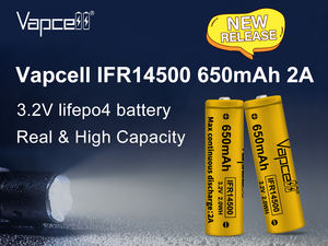 고성능 좋은 품질 <span class=keywords><strong>Lifepo4</strong></span> <span class=keywords><strong>3.2v</strong></span> Vapcell Ifr14500 650mah 2A 버튼 상단 배터리 <span class=keywords><strong>14500</strong></span> 손전등 용 - Product Image 6