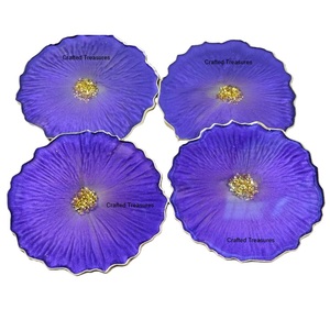 <b>Epoxy</b> <b>Resin</b> Kitchen Ware Mat and Pads <b>Table</b> <b>Top</b> Coaster Set of 4 Best Manufacturer Shiny Polished Coaster Hot Selling - Product Image 5