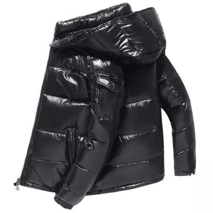 Veste d'hiver décontractée pour homme sur mesure OEM, coupe oversize, style sport, avec col montant en laine, matelassée, zippée, unie - Product Image 4
