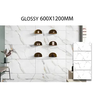 Toptan mozaik Glorious altın 600x1200 beyaz cilalı mermer döşeme fayans banyo mutfak oturma odası