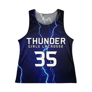 Venta al por mayor de pinnies personalizados de malla Reversible de las mujeres de secado rápido Racerback Lacrosse práctica Pinnies impreso niñas Pinnies sublimados - Product Image 1