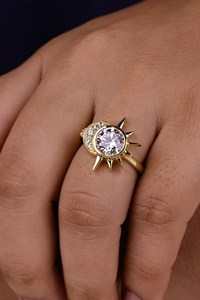 Anillo de trono fino de oro sólido de 14 quilates con 1.01CT VS1 Lab Grown Round Cut Diamond Cluster Ring Perfect Wedding or Party Gift Jewelry - Product Image 6