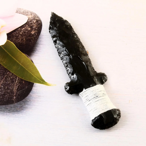Couteau à cristaux-Couteau de protection en obsidienne noire-Poignard en cristal tricoté à la main pour la guérison énergétique en gros - Product Image 3