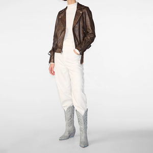 Chaquetas de moda de cuero genuino de alta calidad para mujer Logotipo personalizado Ropa de abrigo elegante para mujer para invierno y otoño - Product Image 4