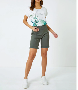 Solid Plain Color High-Waist Breathable Streetwear Summer Shorts for <b>Women</b> | Casual Stretchable Shorts with Pockets - Product Image 1