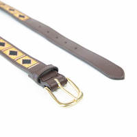 Ceinture en cuir tressé pour homme, style western, avec boucle carrée, motif floral cousu à la main, marque NIDA, laiton, largeur 3-3,5 cm