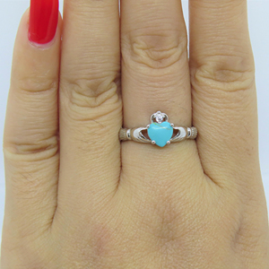 Bagues <span class=keywords><strong>Claddagh</strong></span> Turquoise Cz plaquées or Bague de <span class=keywords><strong>Claddagh</strong></span> irlandaise en <span class=keywords><strong>argent</strong></span> sterling 925 - Product Image 2