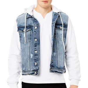 Veste en jean pour homme avec logo personnalisé, coupe ajustée décontractée, veste en jean tendance pour homme |   Veste de camionneur en coton ajustée, vêtements d'extérieur - Product Image 2