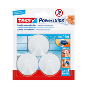 TESA POWERSTRIPS 3 GANCI TONDI BIANCHI - Product Image 1