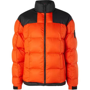 Veste matelassée orange vif et noire pour homme, style color block, manteau d'hiver d'extérieur avec col montant et fermeture éclair intégrale, veste matelassée pour homme - Product Image 6