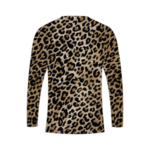 Men <b>Brown</b> Leopard Print <b>Long</b> <b>Sleeve</b> Athletic Shirt Running <b>Top</b> Compression Gym Workout Trackstar OEM Private Label TSI-G05-P0824 - Product Image 3