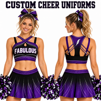 Ensemble d'entraînement personnalisé pour cheerleading avec strass, violet dégradé, tenue d'équipe All Star Varsity, ensemble soutien-gorge et jupe
