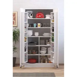 ELLNAZ Elena Pantry Cabinet Weiß-Walnuss-Mehrzweck schrank Nützlich Neues Modell Küchen schränke