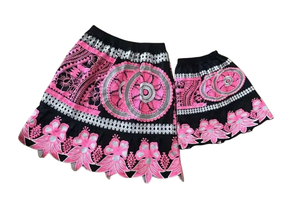 Falda informal de mujer con cintura elástica, estilo tradicional de las Islas del Pacífico, recta, tejida, 100% algodón, con dobladillo de encaje floral, hasta la rodilla, de secado rápido, personalizada. - Product Image 4