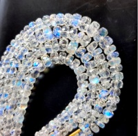 Perles facettées en pierre de lune arc-en-ciel naturelle 3-5,5 mm, 4 pouces, plus de 40 perles par brin, blanches, en vrac, Coszcalt Exports, certifiées par un tiers