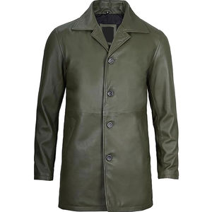 New Design Stylish Sheep Leather Long Overcoat Men Breathable Canvas <b>Fabric</b> OEM Customized Coats 80% Goose Filled Best Selling - Product Image 3