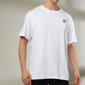 Vente de gros T-shirts col O Chemise grise surdimensionnée Hip Hop T-shirt uni à coupe ample 100% coton avec logo imprimé personnalisé pour hommes - Product Image 1