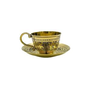 Excellent Quality Brass Made With Most Attractive Designer Modern Creative Art Gold Plated <b>Tea</b> <b>Cup</b> & <b>Saucer</b> Supplies From India - Product Image 4