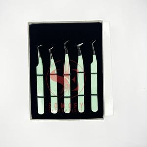 Pinzas de pestañas de etiqueta privada personalizables de Color verde de verano Aislamiento de volumen sostenible Pestaña de punta de fibra de acero inoxidable - Product Image 6