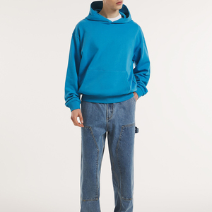 Boxy Fit hommes coton épais poids lourd pull à capuche personnalisé goutte épaule polaire surdimensionné à capuche pour l'hiver 100% français - Product Image 3