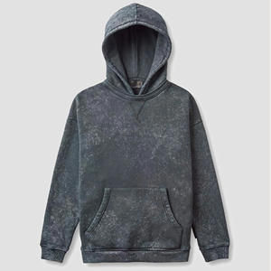 Haute qualité 100% coton lavé à l'acide à capuche Vintage soleil fané surdimensionné impression hiver pierre lavé vieux pull Look en gros - Product Image 1