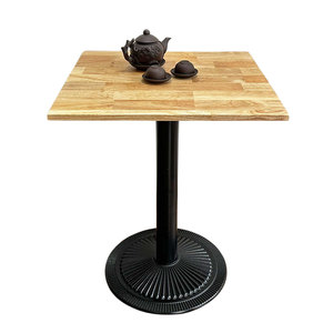 Durable Square Coffee Table with Wooden Top and Iron Legs Industrial Design Style <b>Powder</b>-Coated <b>Cast</b> Iron Base-CFD68167 - Product Image 1