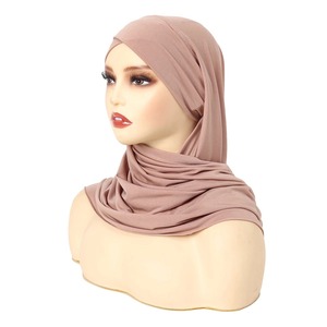 Muslim <b>Hijab</b> <b>Caps</b> Wrap Head Solid Color Headscarf Turban Bonnet Fashion Cross Ladies Headdress Wearable - Product Image 4