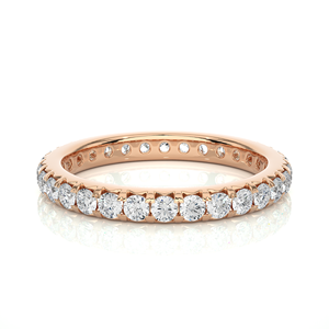 Anillo de banda Eternity de reflexión brillante para uso diario Anillo de banda de diamantes cultivados en laboratorio de corte redondo VVS Clarity en oro puro de 14K - Product Image 3