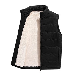 เสื้อกั๊กบุขนแกะสำหรับผู้ชาย2025ฤดูหนาวแจ็คเก็ตลำลองแฟชั่นหนาๆสีพื้นอบอุ่นมีสไตล์สำหรับใช้งานกลางแจ้ง - Product Image 2