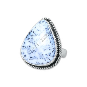 Piedras preciosas de ópalo de dendrita Natural de Plata de Ley 925 étnica india, forma de pera, anillos apilables personalizados de gran tamaño, joyería fina para ella - Product Image 2