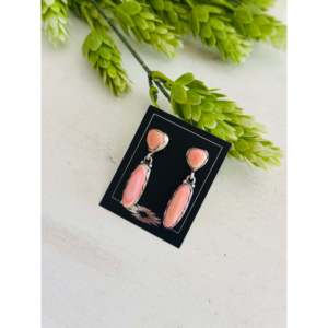 Boucles d'oreilles pendantes en argent sterling et coquillage rose du sud-ouest avec améthyste, diamant, quartz et perle pour mariage, fête ou cadeau - Product Image 3
