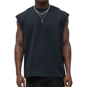 High Quality Boxy <b>Distressed</b> Plain Quick Dry Men Woven Knitted Tank <b>Top</b> Heavyweight Material Hot Selling Streetwear Jersey <b>Top</b> - Product Image 4